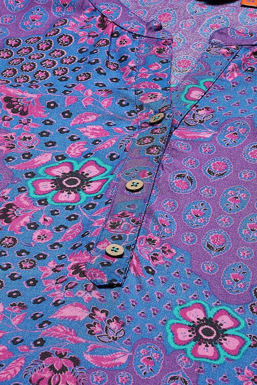 Purple Viscose Straight Kurta image number 2